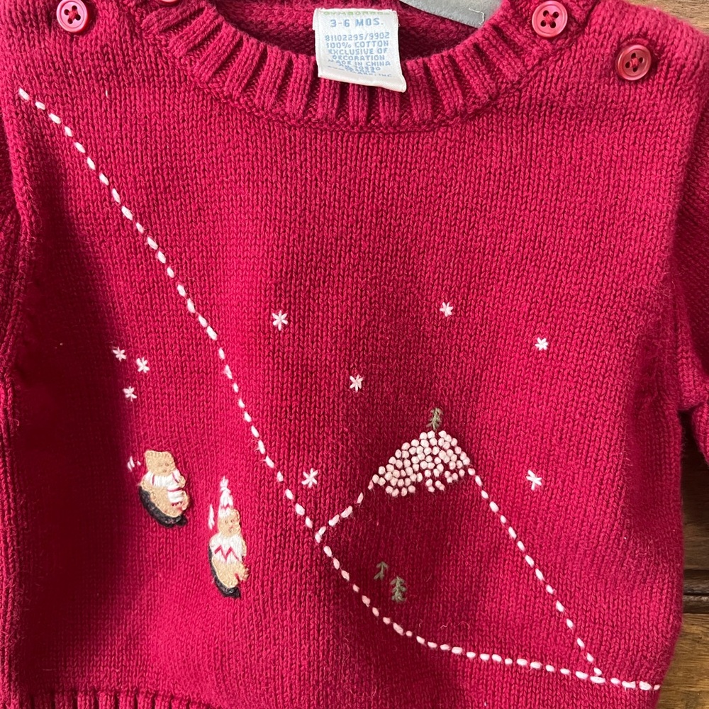 Gymboree | Cranberry Red Winter Embroidered Knit Baby Outfit (3-6 months)